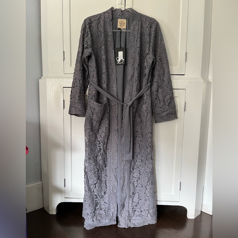 CHASER BRAND | Med | DUSTER | Pewter Gray Lace Duster